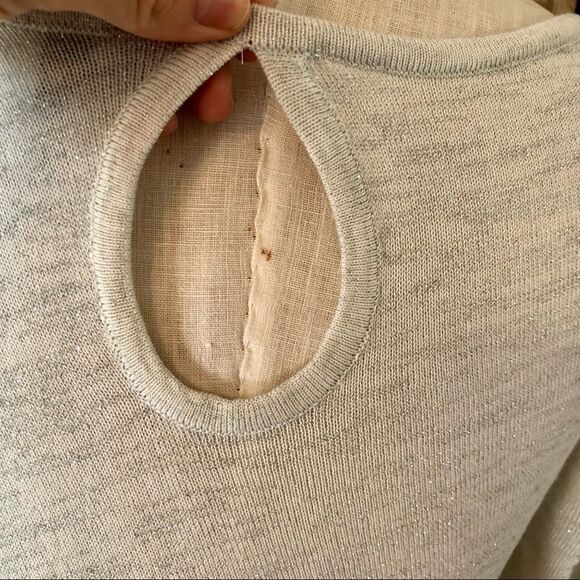 White House Black Market Silver and White Sparkle Asymmetrical Keyhole Dress - Picture 7 of 14